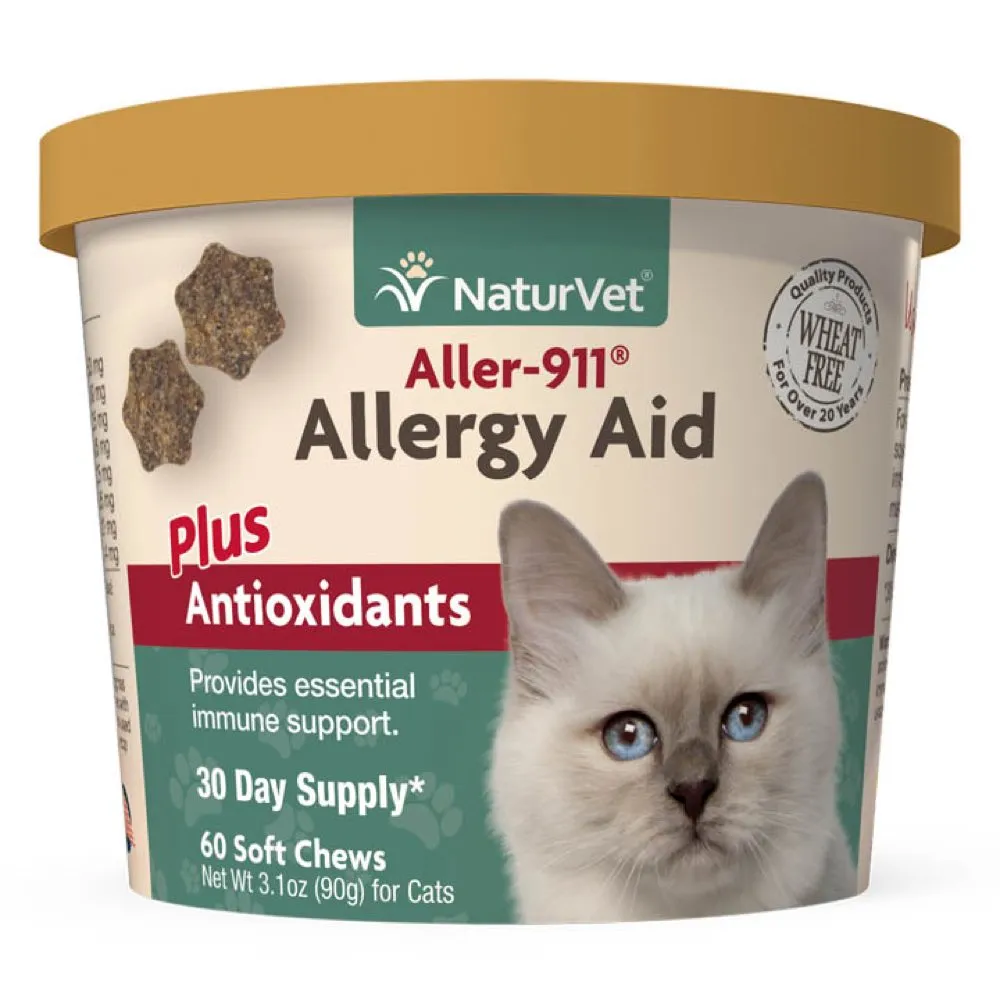 15% OFF: NaturVet Aller-911 Cat Allergy Aid Plus Antioxidants Soft Chew Supplement For Cats 60ct