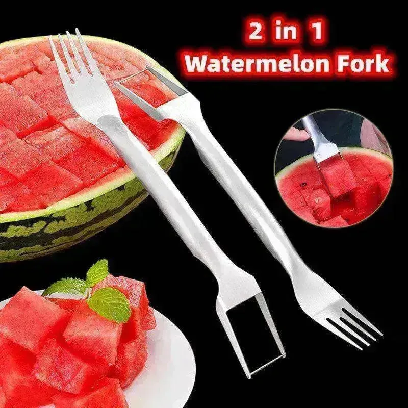 2 In 1  Slicer Multi purpose Stainless Steel Watermelon Fork