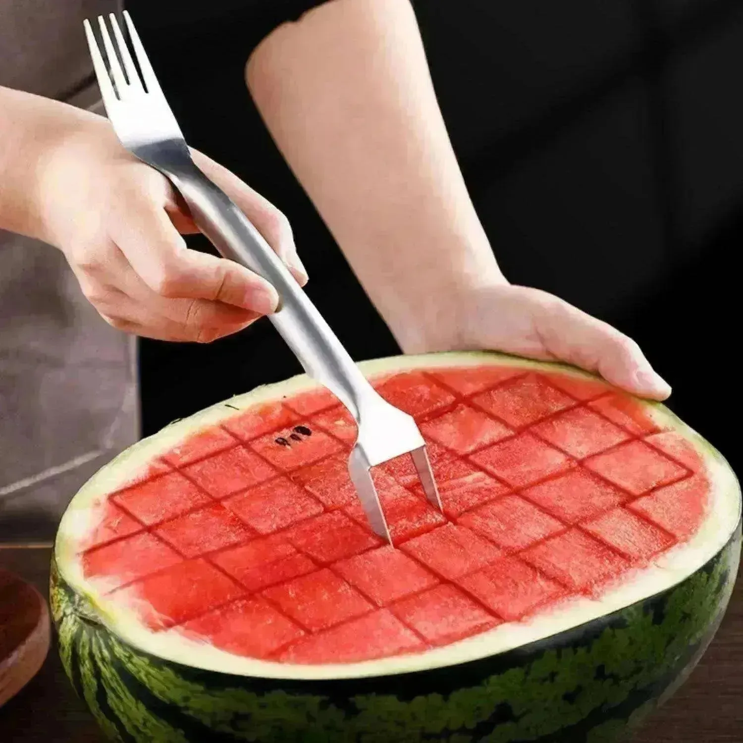 2 In 1  Slicer Multi purpose Stainless Steel Watermelon Fork