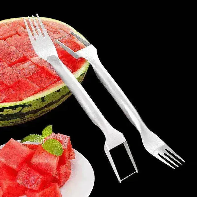 2 In 1  Slicer Multi purpose Stainless Steel Watermelon Fork