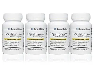 4-pack Equilibrium Probiotic - 120 Daily Capsules with Prebiotic - 115-Strains