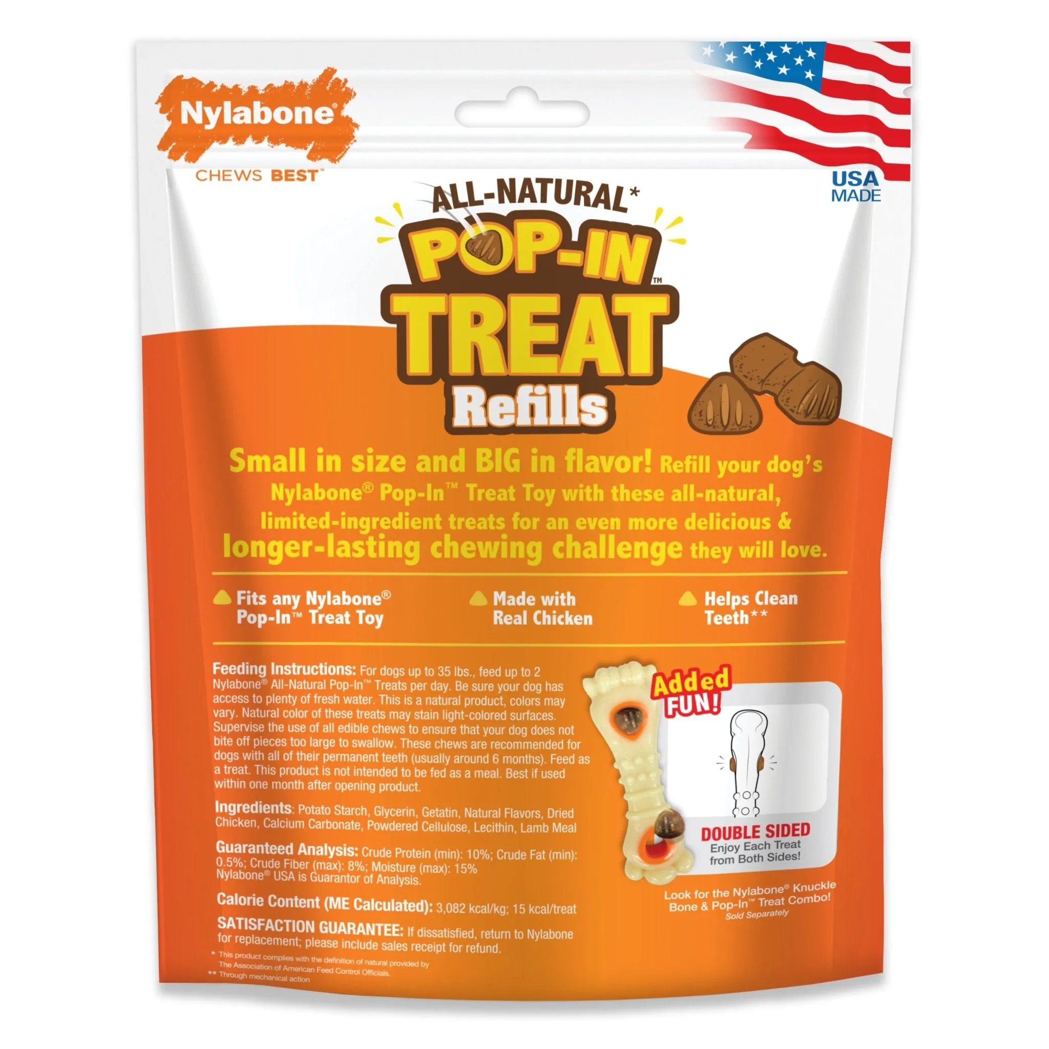 All-Natural Pop-In Dog Treat Refills, Chicken, All Sizes, 30 ct