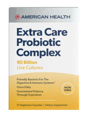 American Health Extra Care Probiotic Complex 80B Strawberry 15 Vegetable Capsules