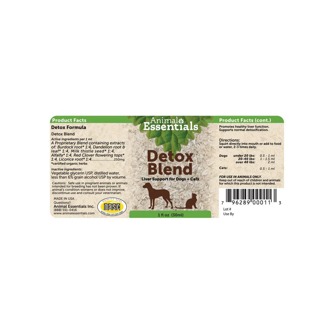 Animal Essentials Detox Blend Liver Support Liquid for Dogs & Cats