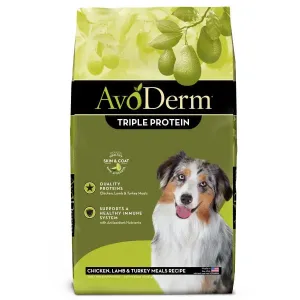 AvoDerm Natural Triple Protein Meal Formula Dry Dog Food 30 lb