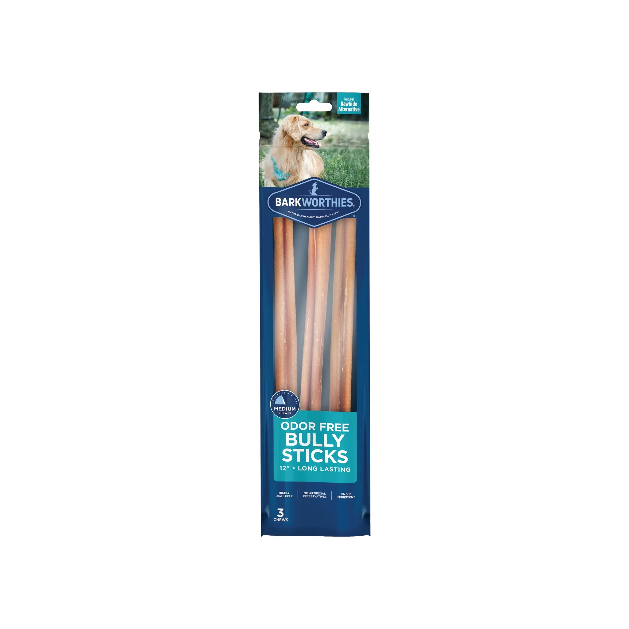 Barkworthies Odor Free Standard Bully Sticks for Dogs