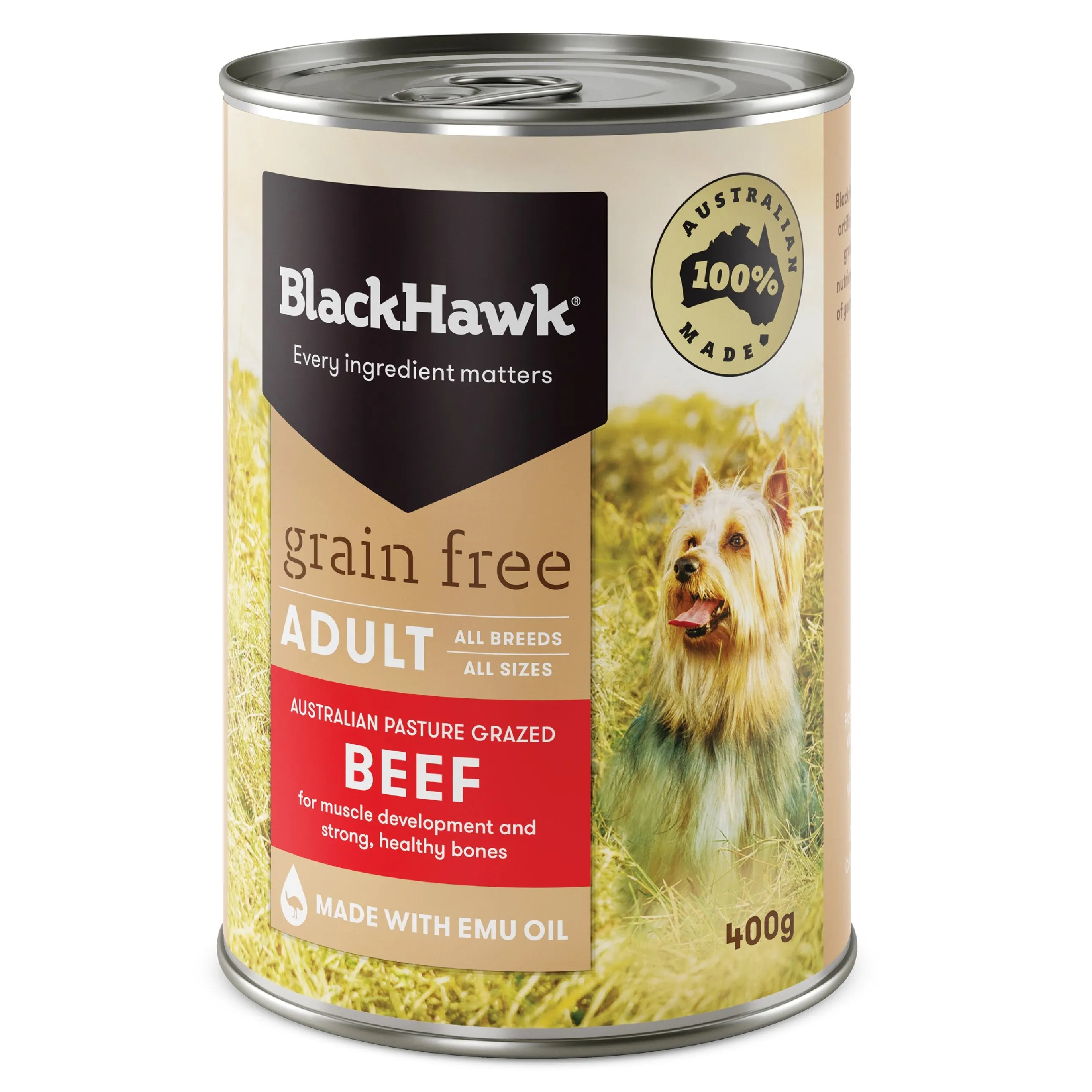 Black Hawk Grain Free Beef Wet Dog Food 400g x 12^^^