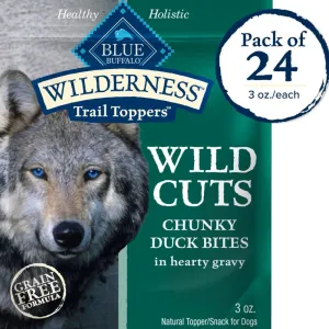 Blue Buffalo Wilderness Trail Toppers Wild Cuts Chunky Duck Bites in Hearty Gravy Wet Food Topper For Dogs (3 oz x 24 pouches)