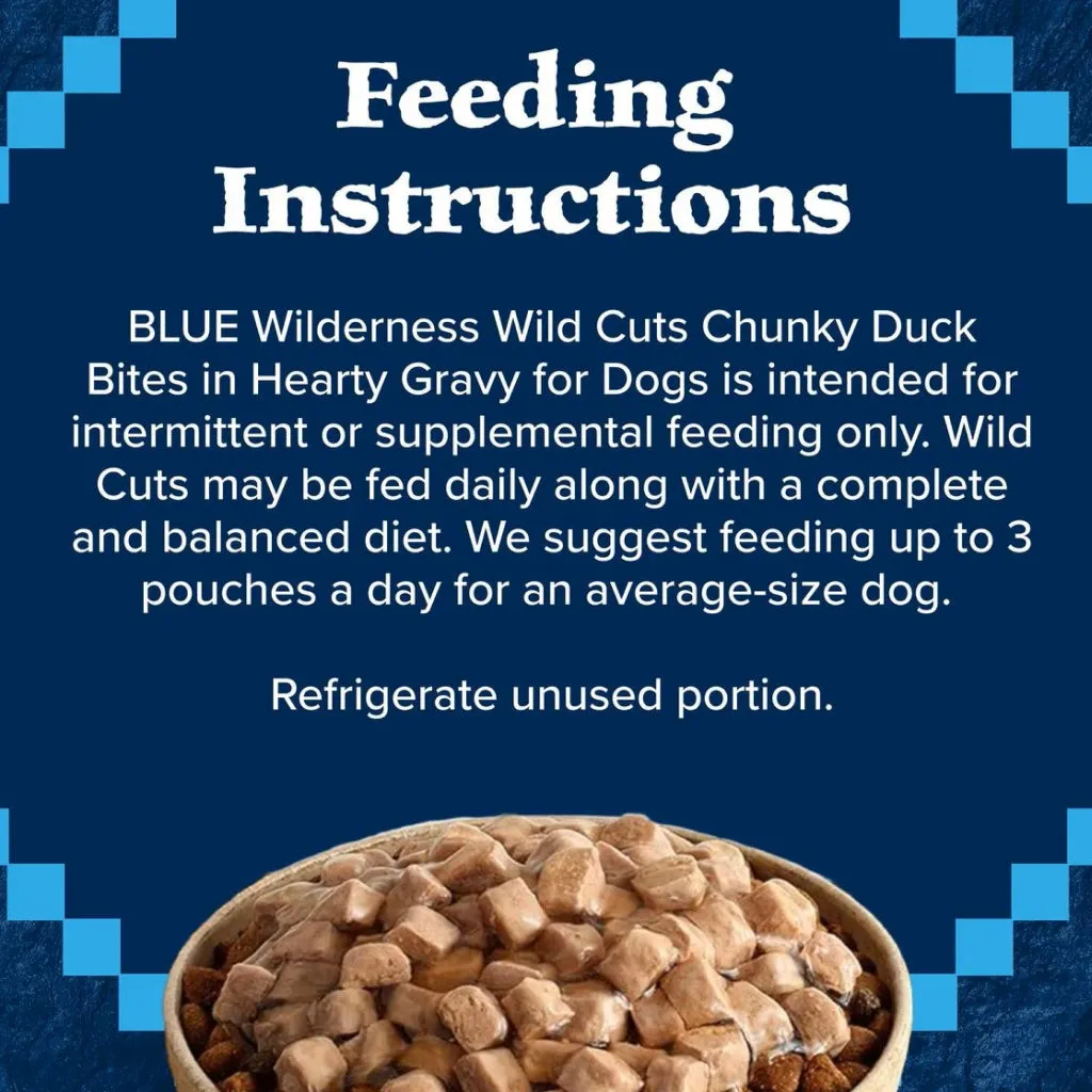 Blue Buffalo Wilderness Trail Toppers Wild Cuts Chunky Duck Bites in Hearty Gravy Wet Food Topper For Dogs (3 oz x 24 pouches)