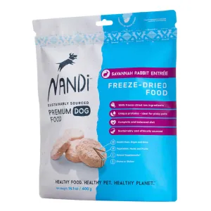 BUNDLE DEAL (Exp 22Nov24): Nandi Savannah Rabbit Entree Grain-Free Freeze-Dried Dog Food 400g