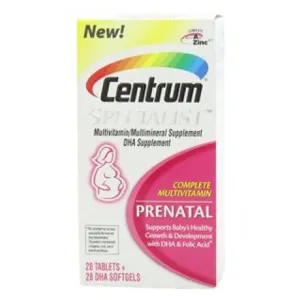 Cardinal Health 4437117 Centrum Specialist Prenatal Tablets and Softgels. 1 box of 56