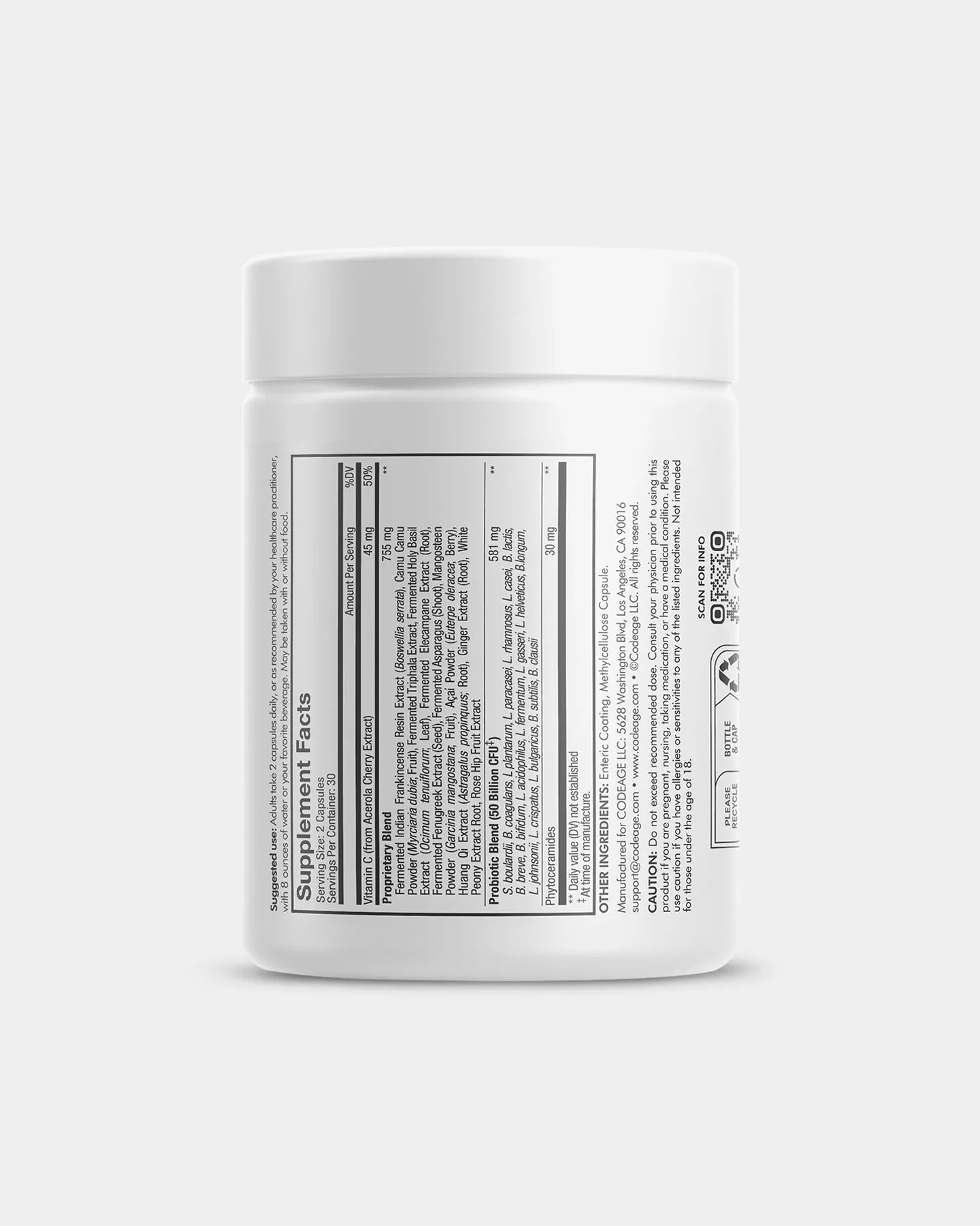 Codeage Skin Probiotics 50 Billion CFU & Prebiotics