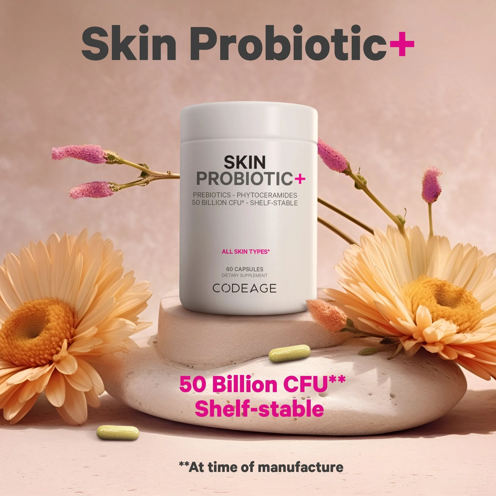 Codeage Skin Probiotics 50 Billion CFU & Prebiotics