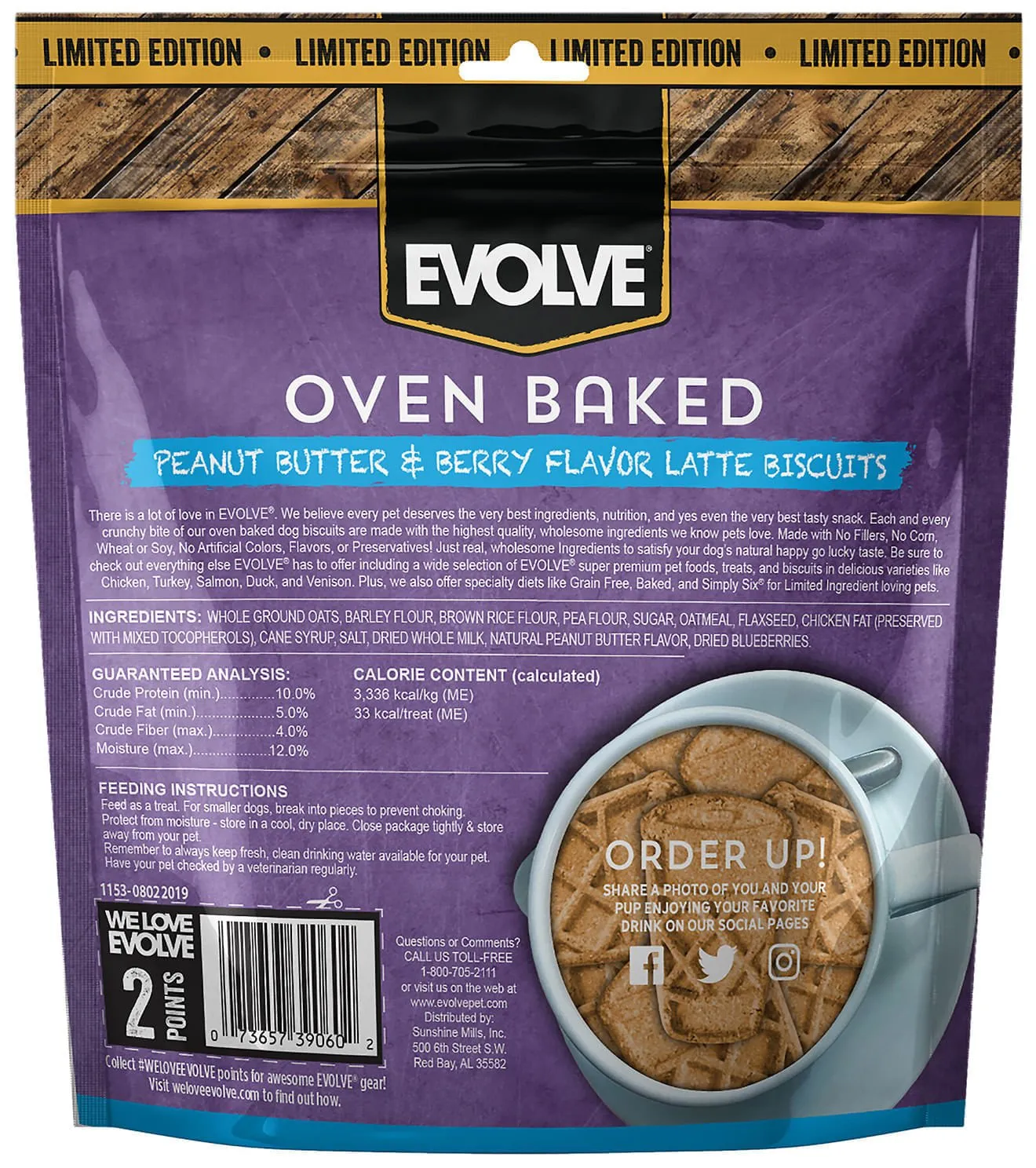 Evolve Oven Baked Dog Biscuits, Peanut Butter & Berry