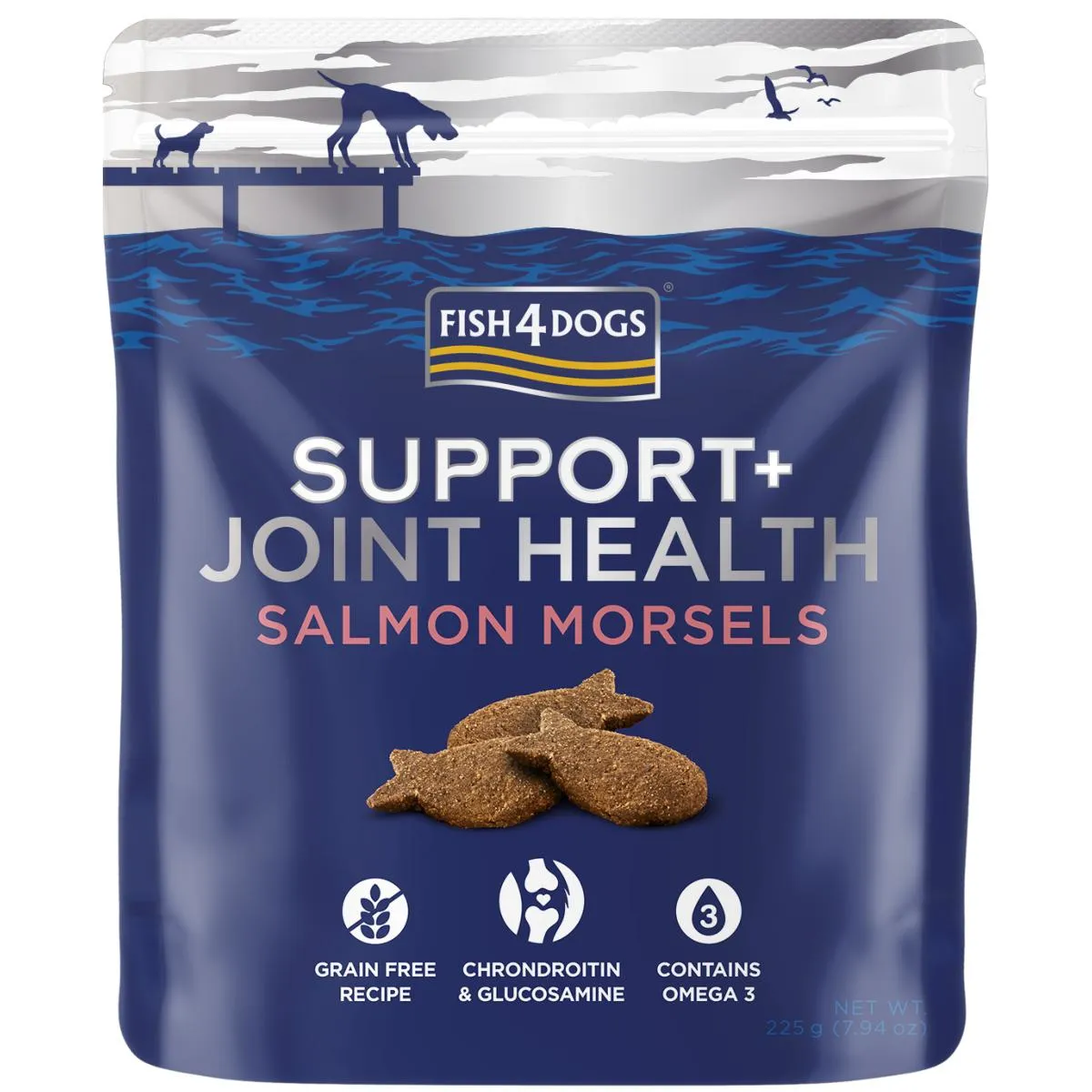 Fish4Dogs | Natural Dog Biscuit | Grain Free Support  Joint Health Salmon Morsels - 225g