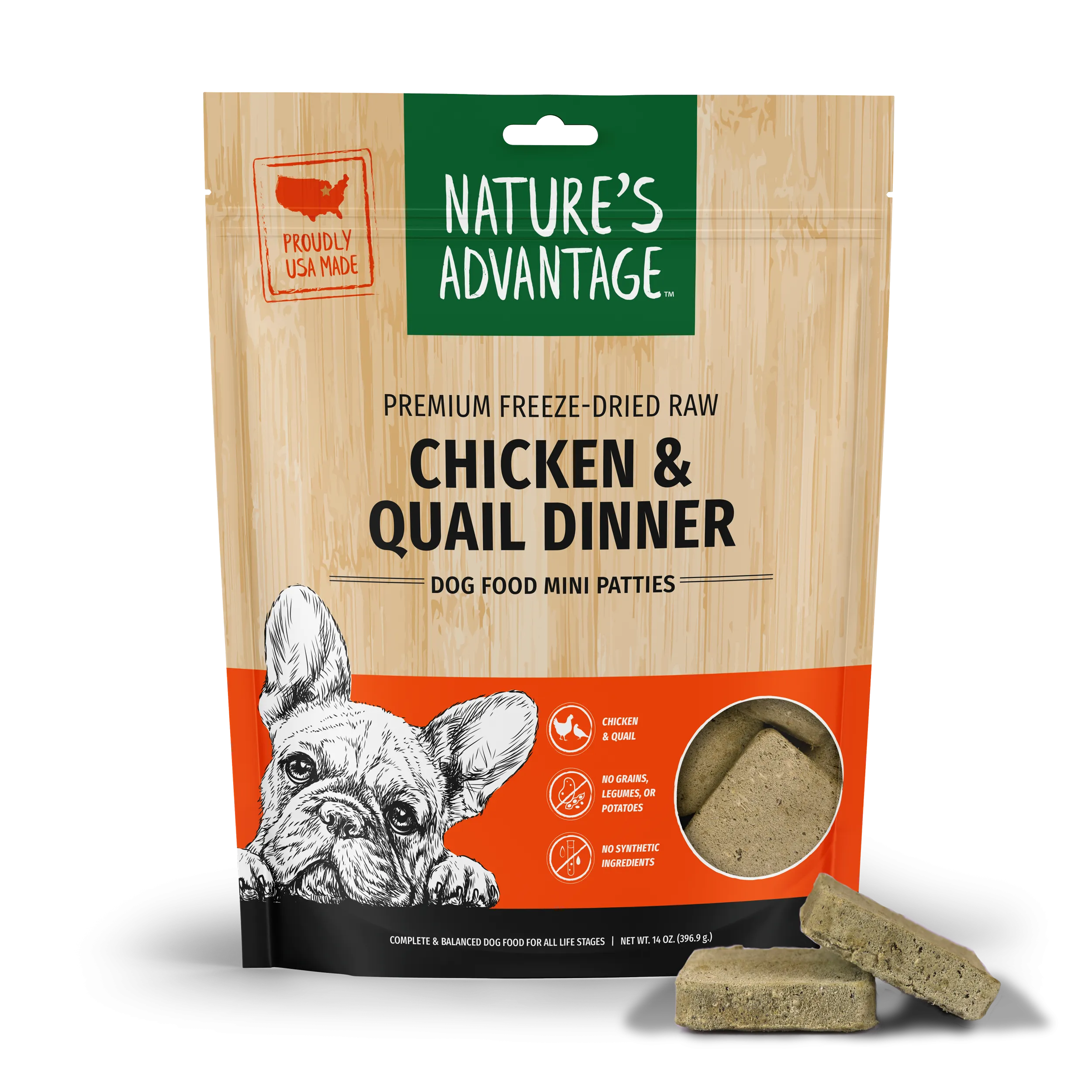 Freeze-Dried Chicken & Quail Dinner Dog Food Mini Patties