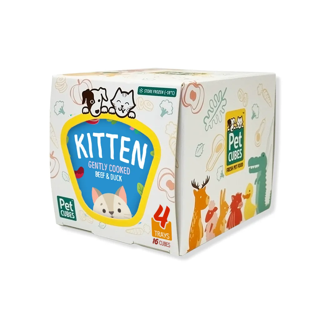 *FROZEN* PetCubes Kitten Gently Cooked Beef & Duck 1.28kg (4 x 320g)