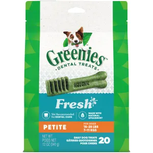 GREENIES Petite Natural Dog Dental Care Chews Oral Health Dog Treats Fresh Flavor, 12-oz Pack