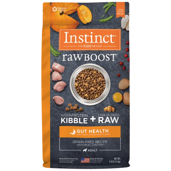 Instinct Raw Boost Real Chicken Gut Health Recipe Dry Dog Food, 4lb