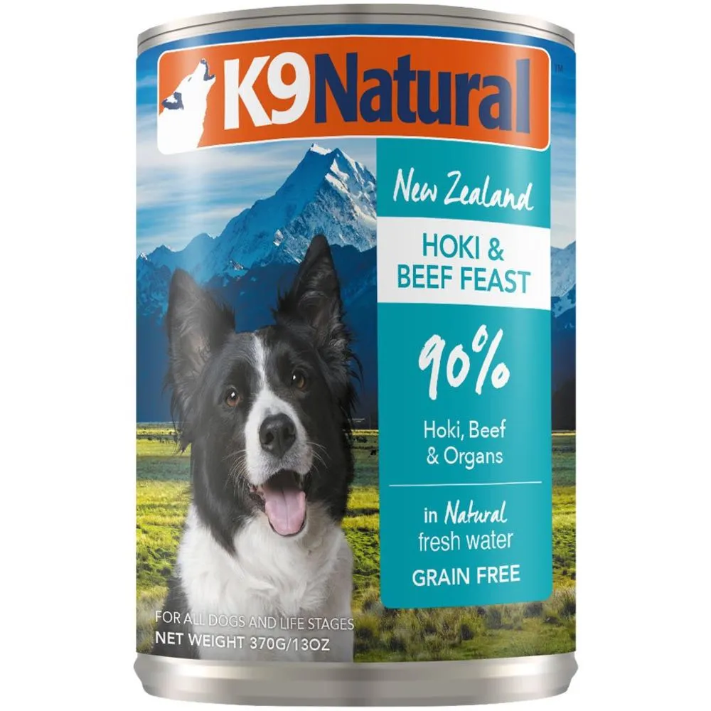 K9 Natural Hoki & Beef Feast Grain-Free Canned Dog Food 370g