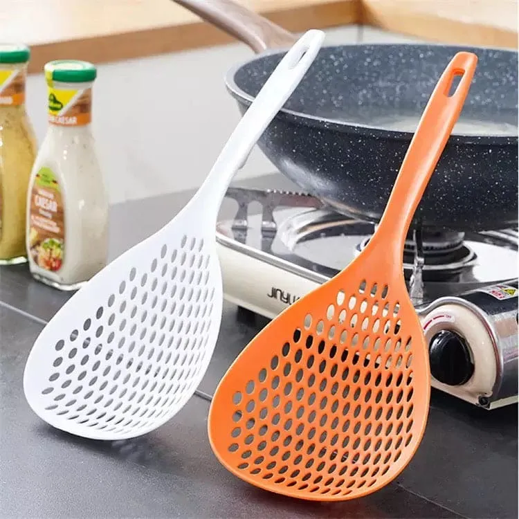 Large Kitchen Spoon Colander, Noodles Dumpling Spoon Skimmer Strainer, Long Handle Anti-Scale Spoon