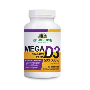 Mega Plus D3 500,000 IU Dietary supplement - 60 capsules