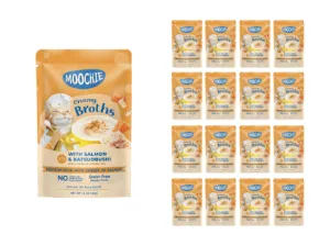 MOOCHIE CREAMY BROTH WITH SALMON & KATSUOBUSHI 40gX16 POUCHS