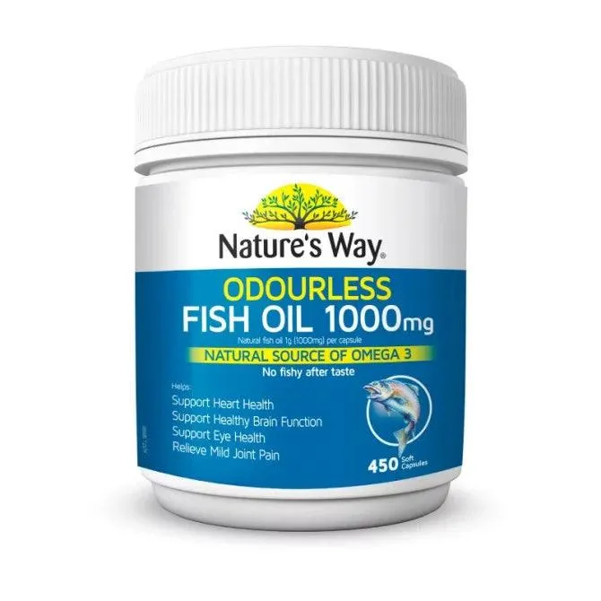 Natures Way Odourless Fish Oil 1000mg 450 Capsules