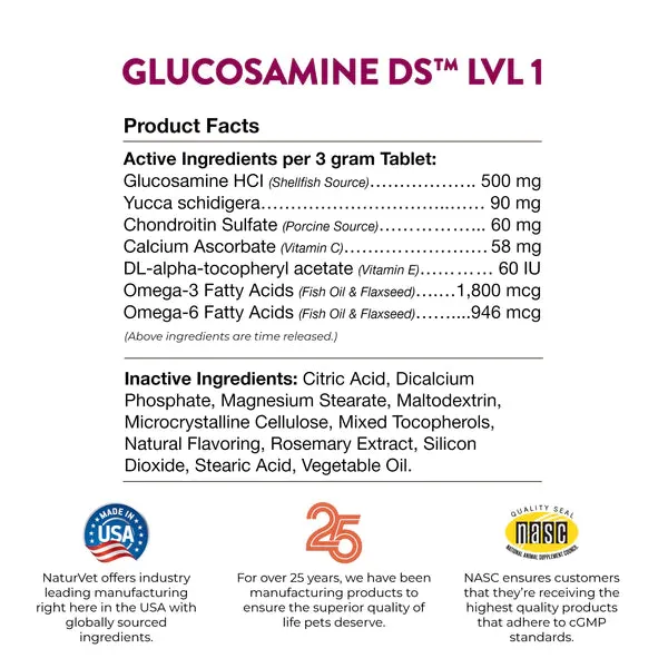 NaturVet Glucosamine DS™ Chewable Tabs Level 1