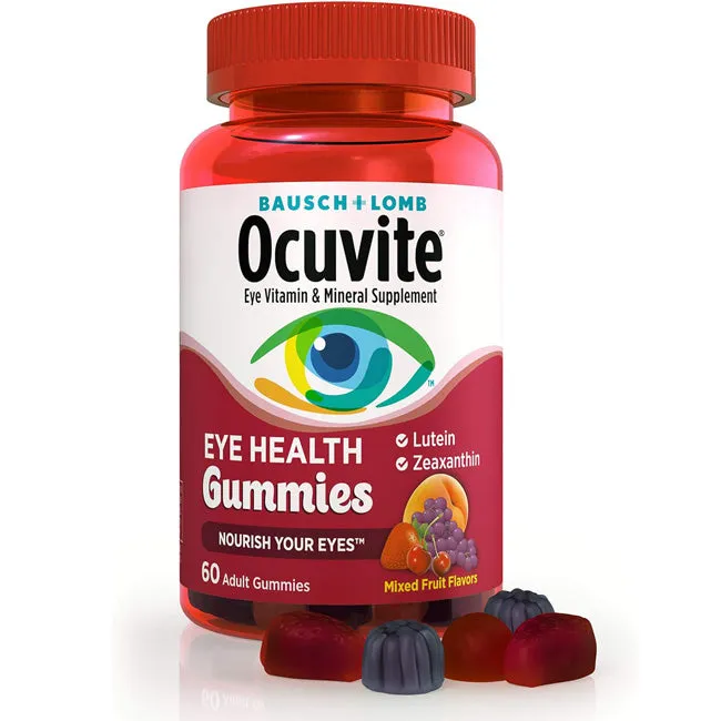 Ocuvite Eye Health Gummiies with Lutein, Zeaxanthin, Vitamin C & E and Zinc, Mixed Fruit 60 Count