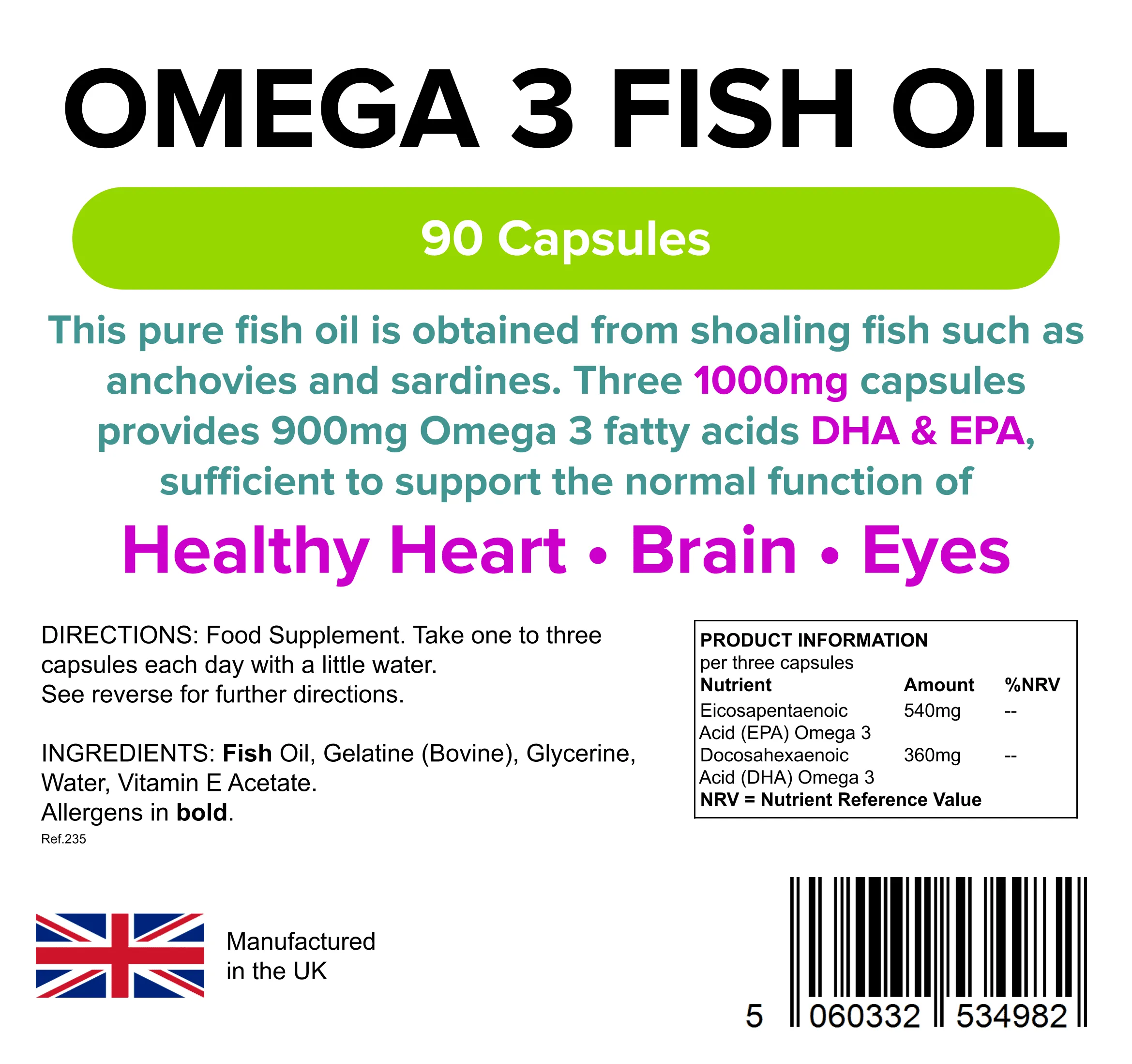 Omega 3 Fish Oil (30% DHA-EPA) Capsules