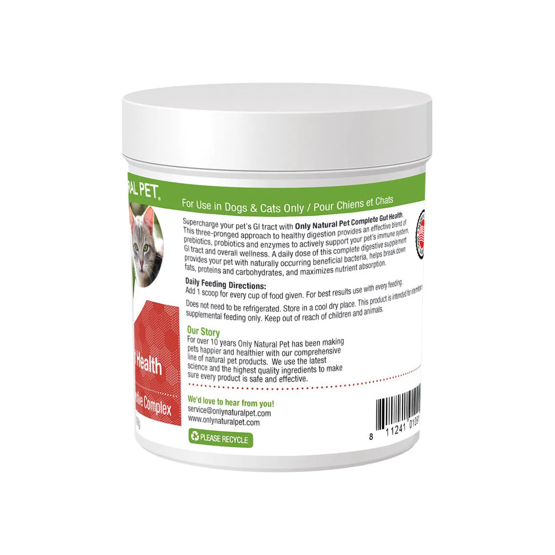 Only Natural Pet Complete Gut Health Complex Probiotics & Digestive Enzymes for Dogs & Cats