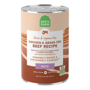 Open Farm Chicken & Grass-Fed Beef Pate for Dogs, Case of 12, 12.5 oz Cans