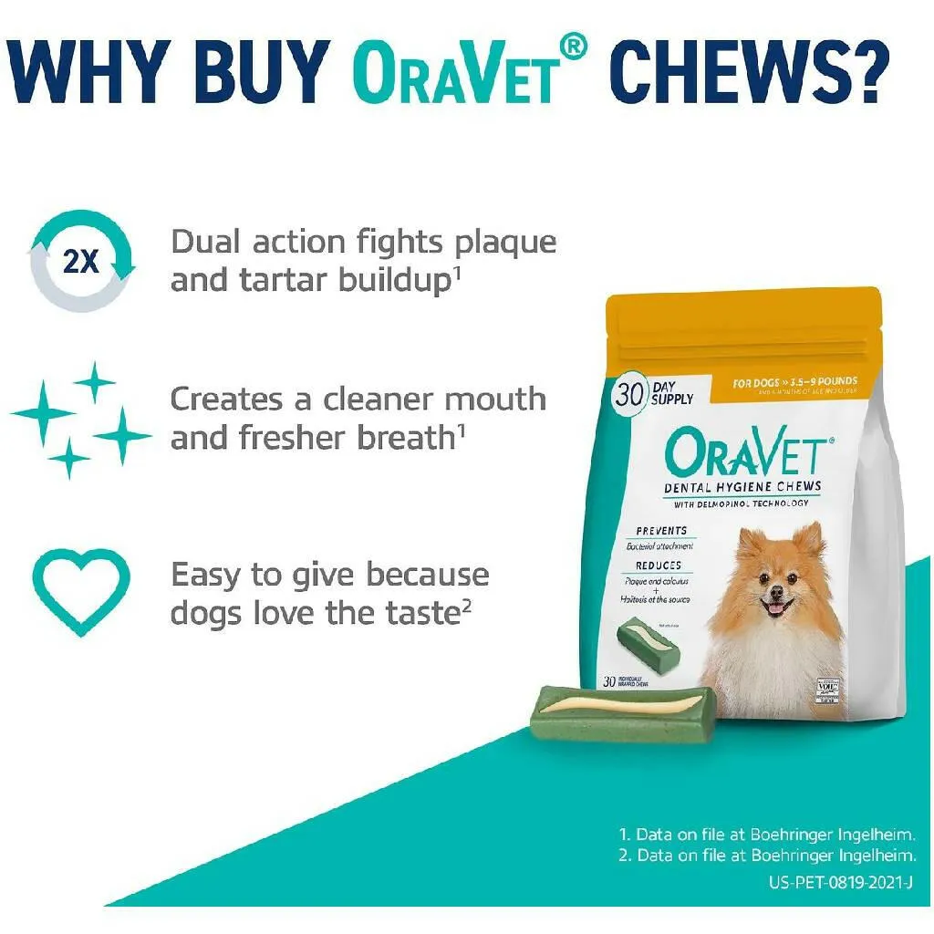 ORAVET Dental Hygiene Chews For Extra Small Dogs 3.5-9 lbs