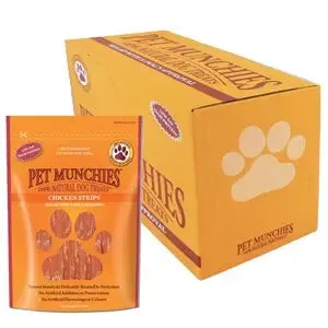 Pet Munchies 100% Natural Chicken Strips Dog Chew Treat Super Value Multi-Pack 8x90g