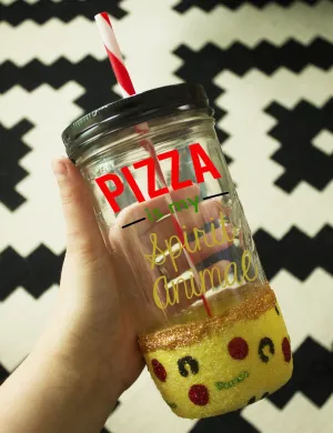 Pizza is My Spirit Animal Tumbler // Ball Jar  // Pizza // Pizza Tumbler // To Go Cup // Travel Cup // Mason Jar Tumbler // Glass Tumbler