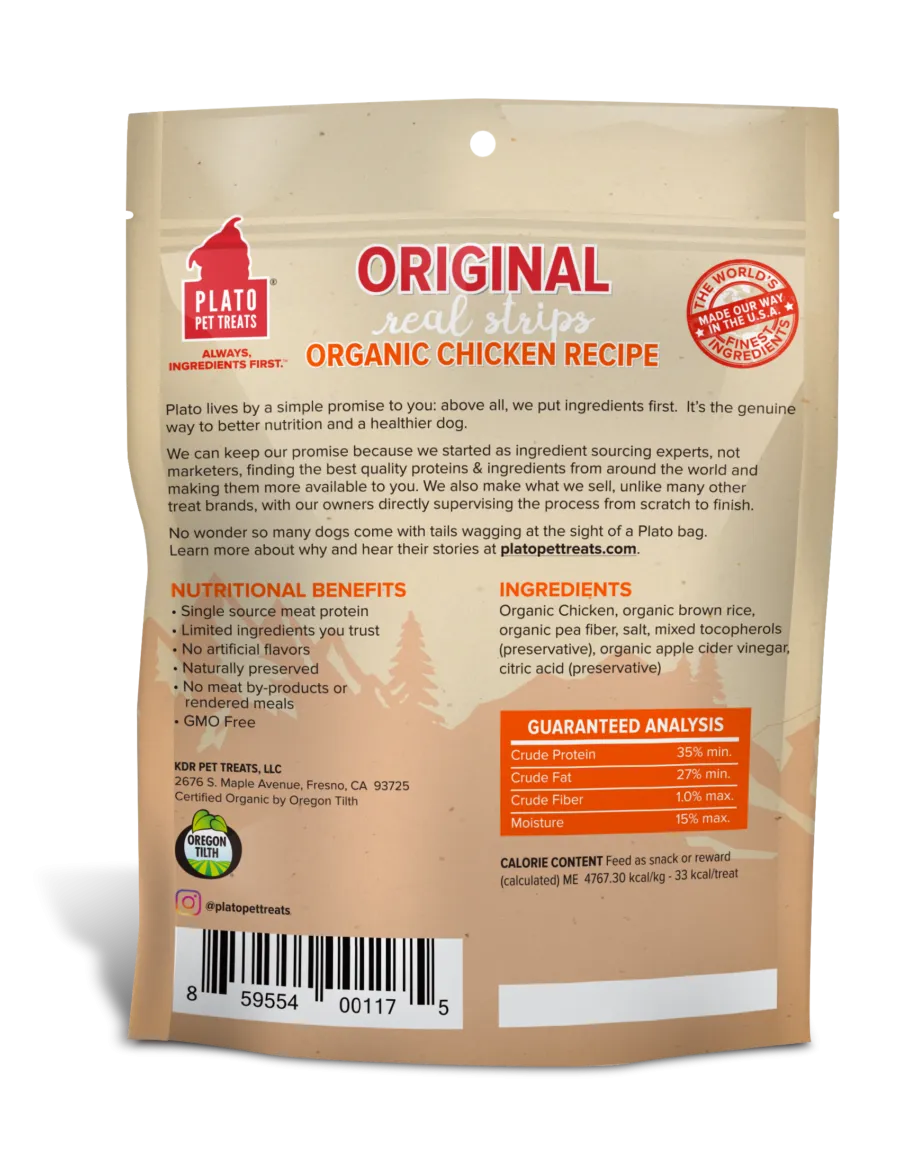 Plato Organic Chicken Strips Dog Treats