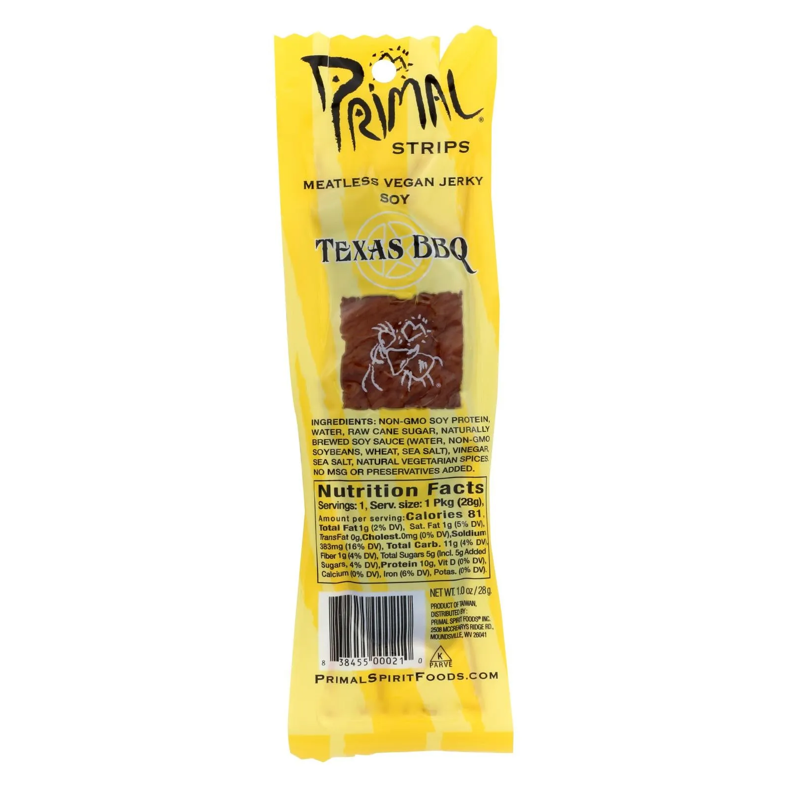 Primal Strips - Jerky Strips - Soya Texas BBQ, 1oz
 | Pack of 24