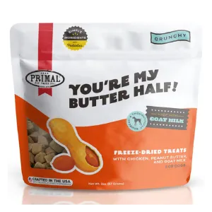 Primal You're My Butter Half Freeze-Dried Chicken, Peanut Butter & Goat Milk Dog Treats 2 oz