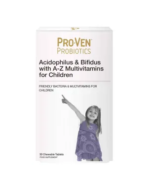 Pro-Ven Acidophilus & Bifidus with A-Z Multivitamins for Children 30 Chewable Tablets