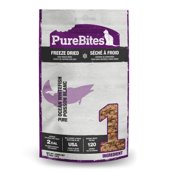 PureBites Whitefish Freeze Dried Cat Treats, 0.7 oz.