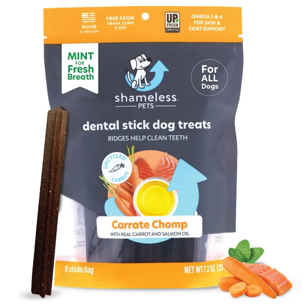 Shameless Pets Carrate Chomp Dental Sticks Treats For Dogs (7.2 oz)