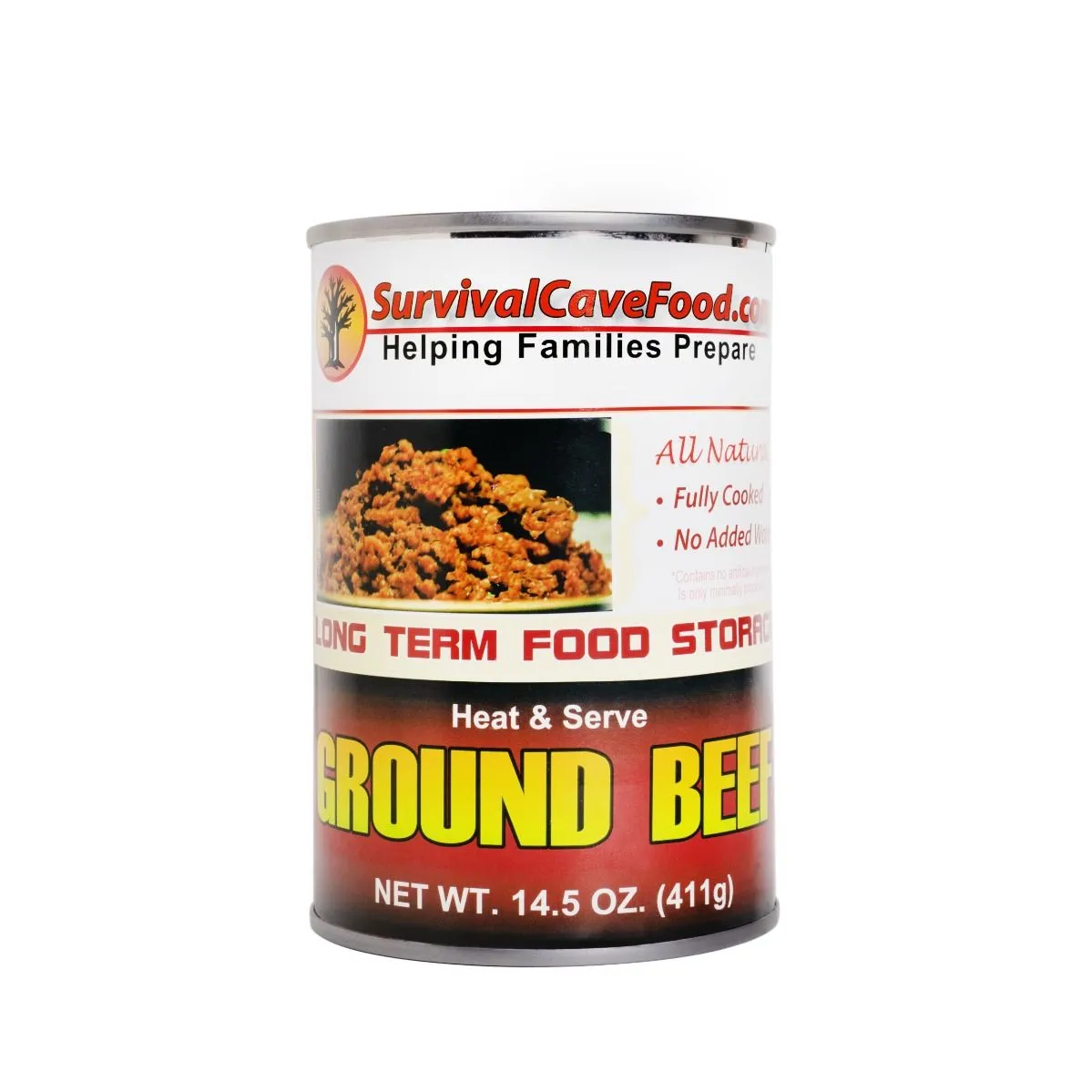 Survival Cave Canned Ground Beef Food Storage - Full Case, 12 Cans/60 Servings - 14.5 oz Cans