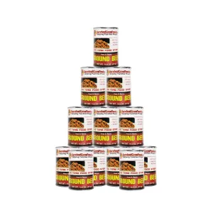 Survival Cave Canned Ground Beef Food Storage - Full Case, 12 Cans/60 Servings - 14.5 oz Cans