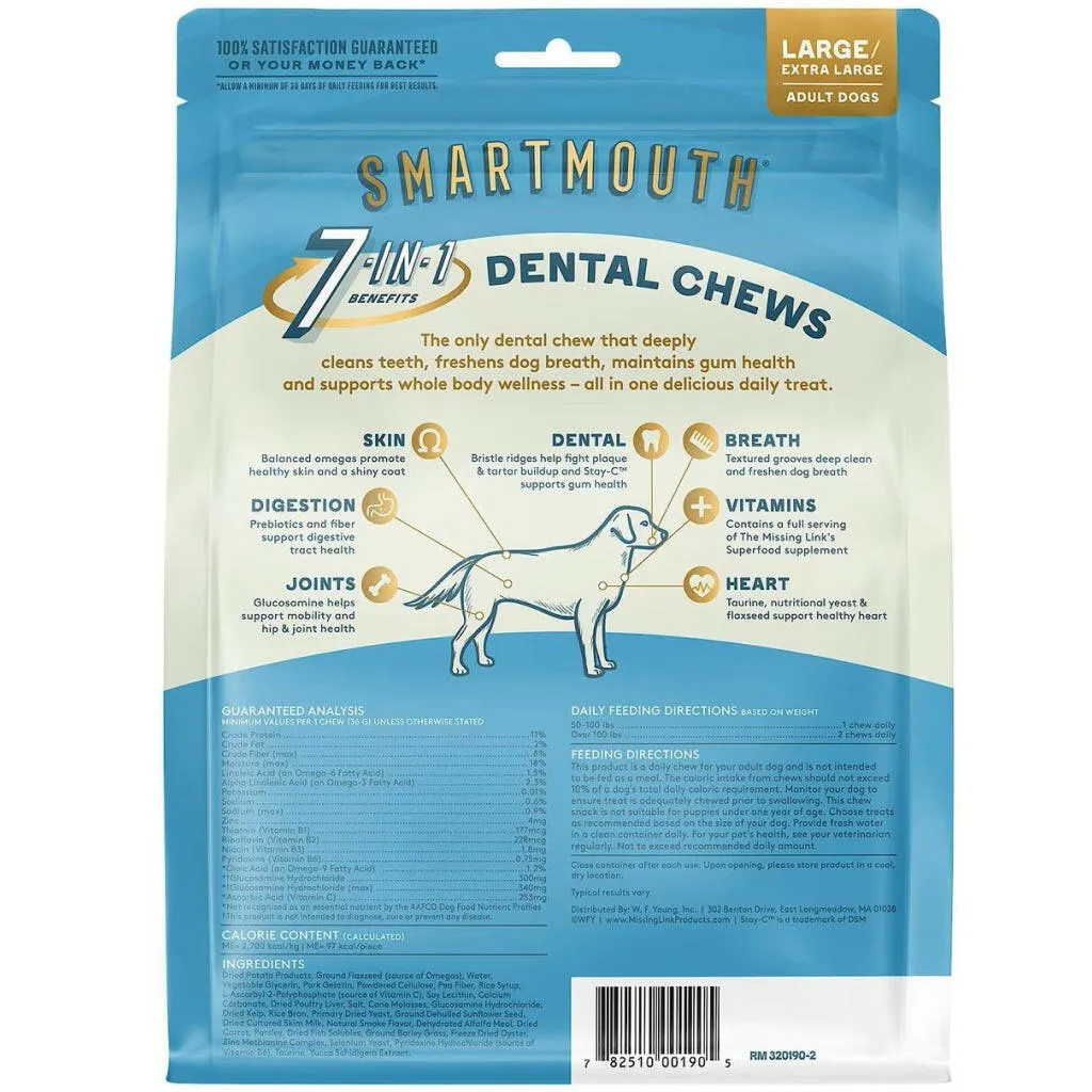 The Missing Link Smartmouth Dental Chews For Large & Extra Large Dogs (28 count)