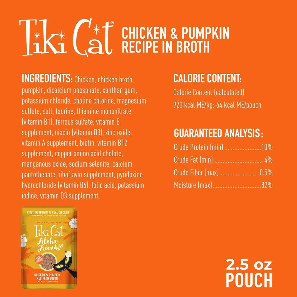 Tiki Cat Aloha Friends Chicken & Pumpkin Wet Food for Cats (2.5 oz x 12 pouches)