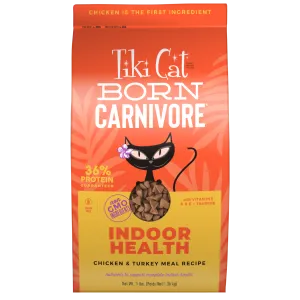 Tiki Cat Born Carnivore® Indoor Health: Chicken & Turkey Meal Recipe 3-lb, Dry Cat Food