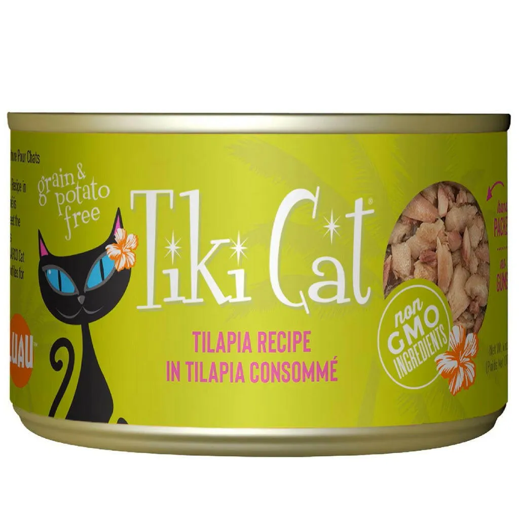 Tiki Cat Luau Tilapia in Tilapia Consomme Grain-Free Canned Food For Cats (6 oz x 8 cans)