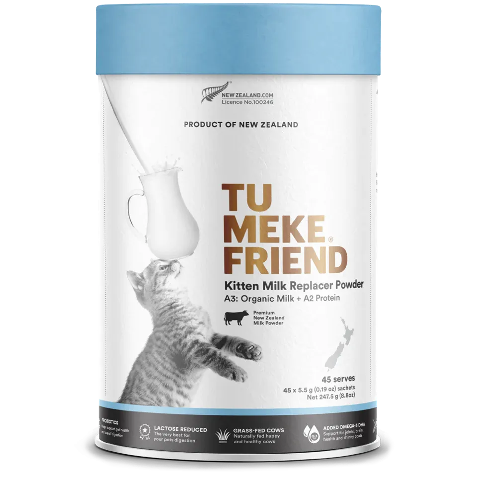 Tu Meke Friend A3 Organic Milk Replacament Powder with A3 Protein for Kittens 45x 5.5g Serves ***