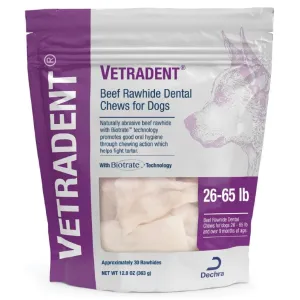 Vetradent Beef Rawhide Dental Chews for Large Dogs (26-65 lbs)